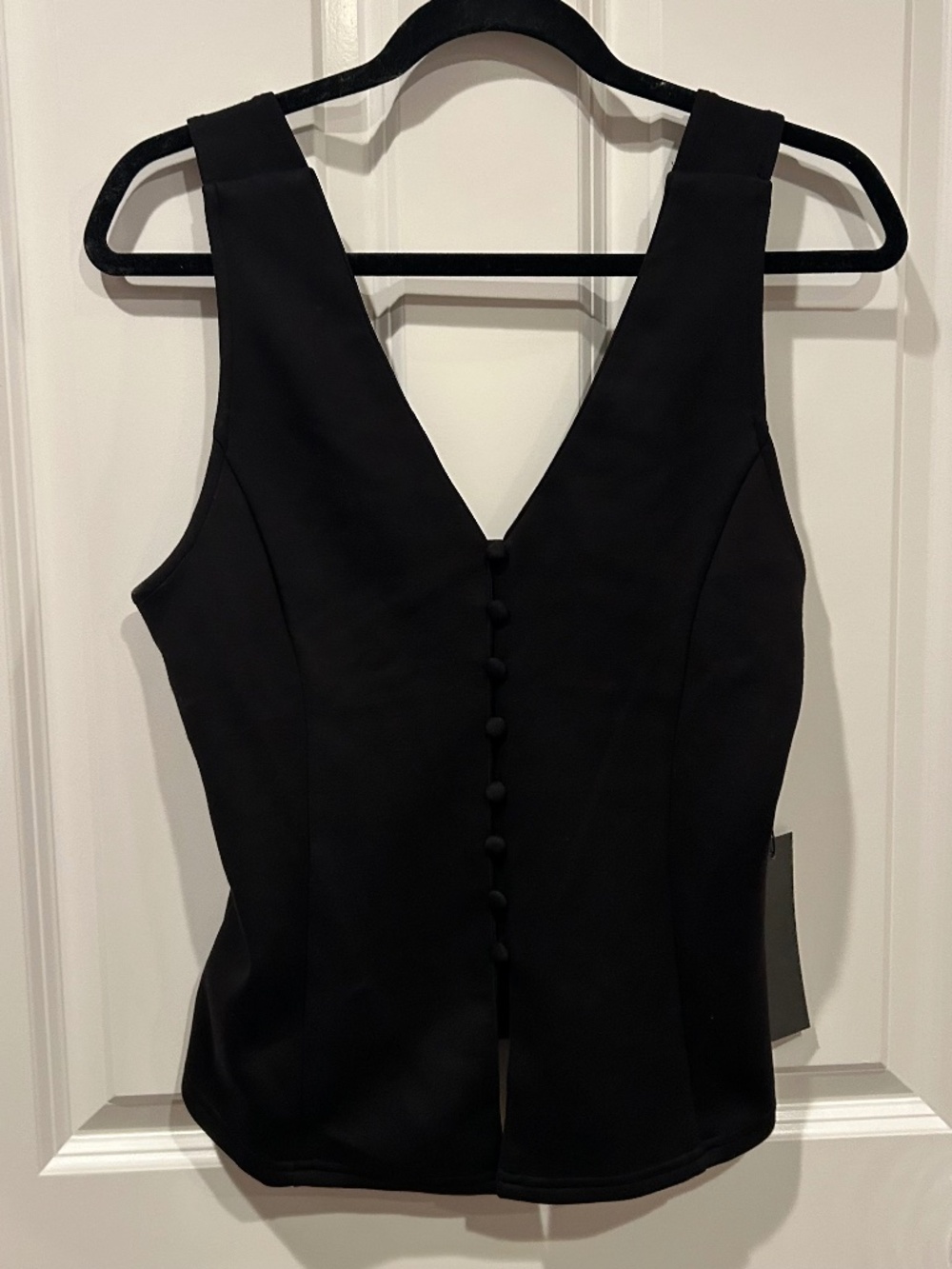 Emerson Lang Black Button Front Vest Top Size Large